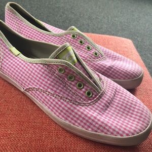 Gingham Pink/Green Slip-On Keds